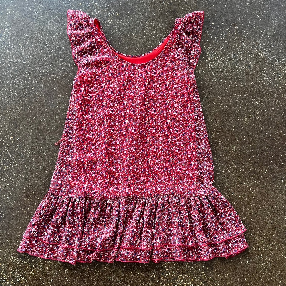 Red floral layered summer dress